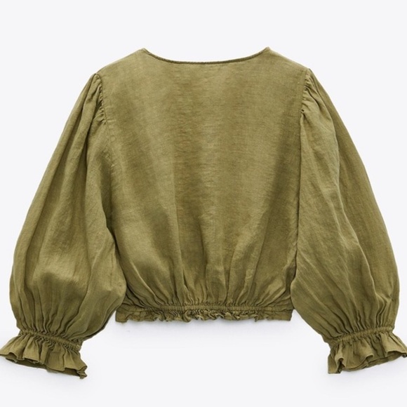 Zara Cropped Linen Shirt Size Medium - Picture 4 of 6